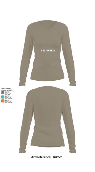 Women's Long Sleeve Vneck Shirt, LadySharks, Women's Volleyball, Teamtime, Team time, sublimation, custom sports apparel, team uniforms, spirit wear, spiritwear, sports uniforms, custom shirts, team store, custom team store, fundraiser sports, apparel fundraiser