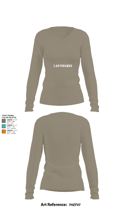 LadySharks 43984215 Women's Long Sleeve V-neck Shirt - 19
