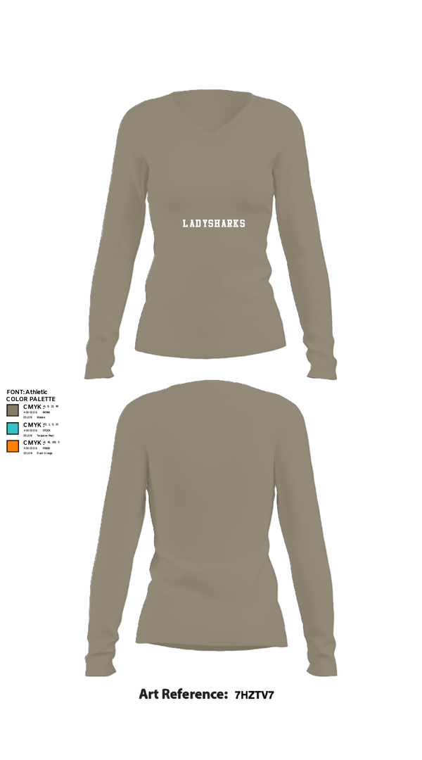 Women's Long Sleeve Vneck Shirt, LadySharks, Women's Volleyball, Teamtime, Team time, sublimation, custom sports apparel, team uniforms, spirit wear, spiritwear, sports uniforms, custom shirts, team store, custom team store, fundraiser sports, apparel fundraiser