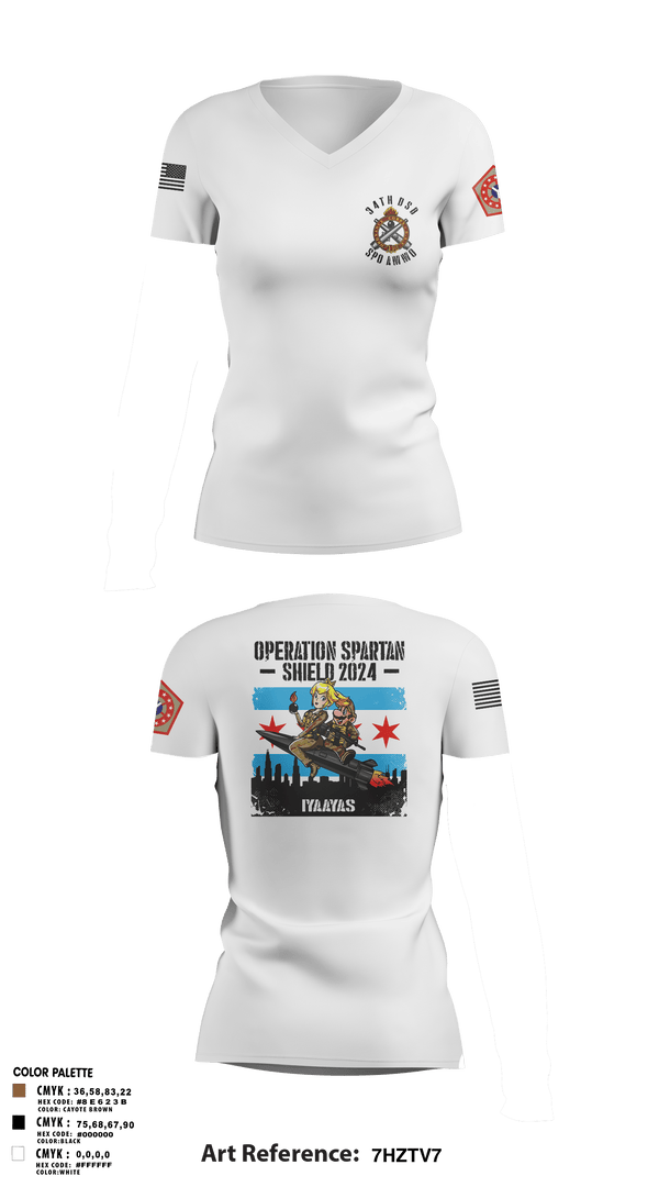 Women's Short Sleeve Vneck Shirt, 34th DSB, Army, Teamtime, Team time, sublimation, custom sports apparel, team uniforms, spirit wear, spiritwear, sports uniforms, custom shirts, team store, custom team store, fundraiser sports, apparel fundraiser