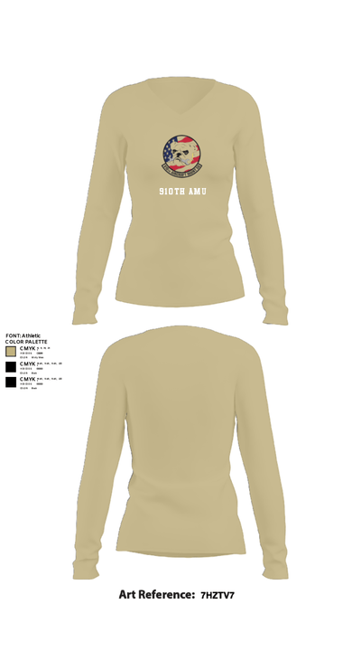 910th AMU 89979521 Women's Long Sleeve V-neck Shirt - 82