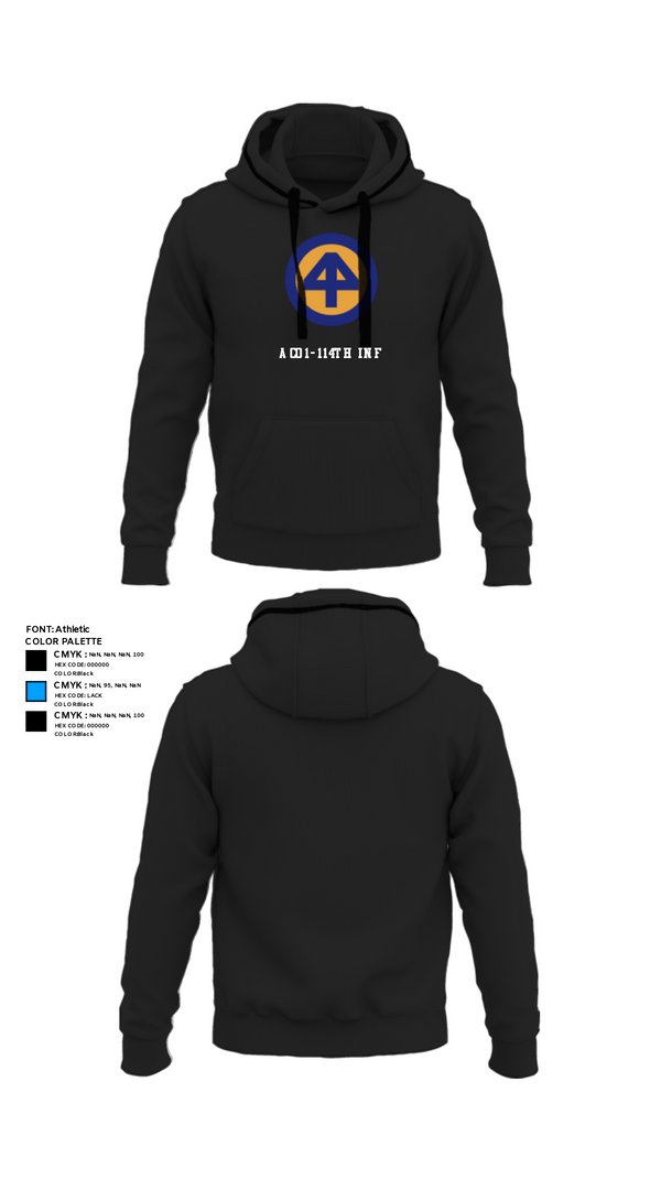 Hoodie, A Co 1/1-114thA Co 1-114th INF, Army, Teamtime, Team time, sublimation, custom sports apparel, team uniforms, spirit wear, spiritwear, sports uniforms, custom shirts, team store, custom team store, fundraiser sports, apparel fundraiser
