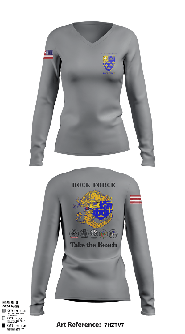 Women's Long Sleeve Vneck Shirt, 3rd Battalion, 34th Infantry Regiment, Army, Teamtime, Team time, sublimation, custom sports apparel, team uniforms, spirit wear, spiritwear, sports uniforms, custom shirts, team store, custom team store, fundraiser sports, apparel fundraiser