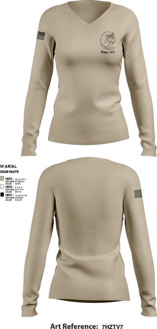 Women's Long Sleeve Vneck Shirt, USS PASADENA, Navy, Teamtime, Team time, sublimation, custom sports apparel, team uniforms, spirit wear, spiritwear, sports uniforms, custom shirts, team store, custom team store, fundraiser sports, apparel fundraiser
