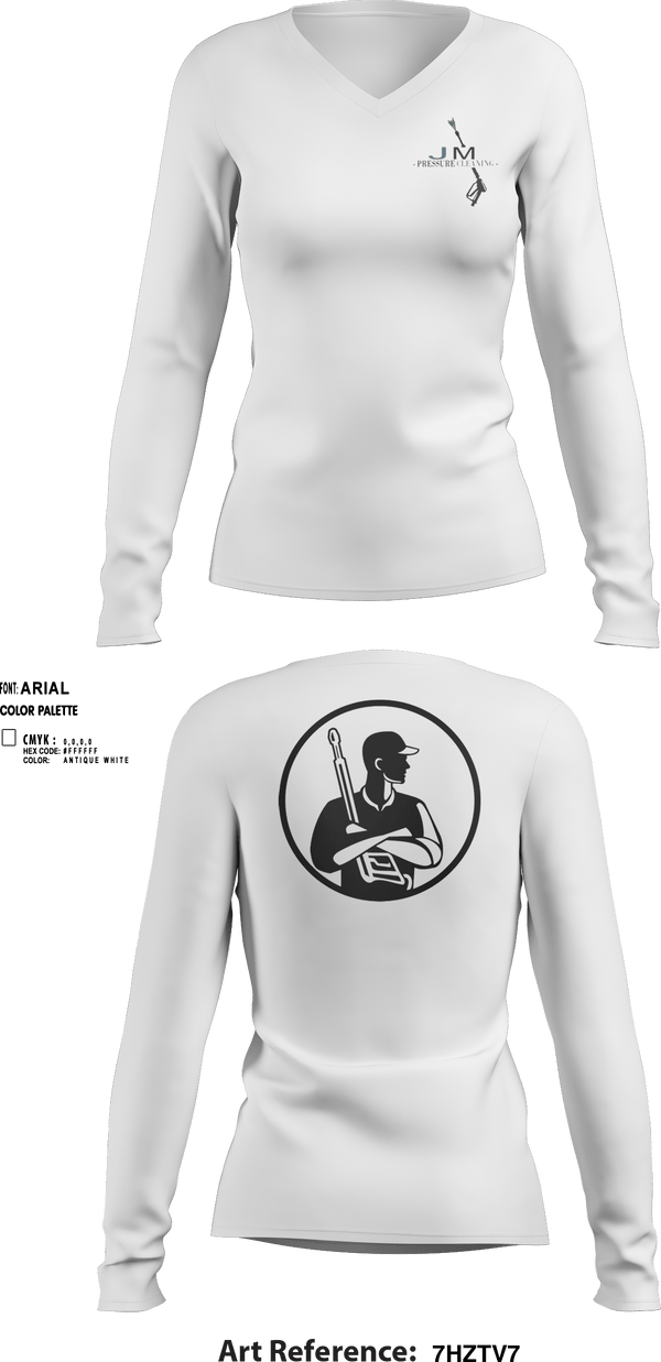 Women's Long Sleeve Vneck Shirt, JM Pressure CleaningJM Pressure Cleaning, , Teamtime, Team time, sublimation, custom sports apparel, team uniforms, spirit wear, spiritwear, sports uniforms, custom shirts, team store, custom team store, fundraiser sports, apparel fundraiser