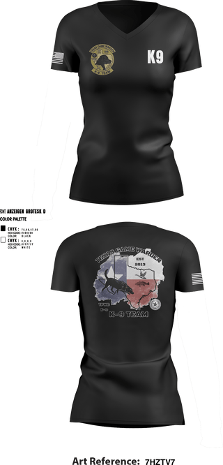 Women's Short Sleeve Vneck Shirt, TXGW K9, Police, Teamtime, Team time, sublimation, custom sports apparel, team uniforms, spirit wear, spiritwear, sports uniforms, custom shirts, team store, custom team store, fundraiser sports, apparel fundraiser