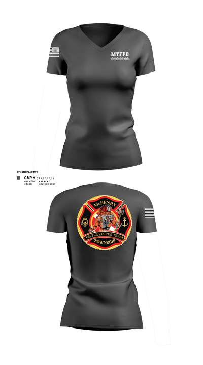 MTFPD Water Rescue Teams 62483869 Women's Short Sleeve V-neck Shirt - 5