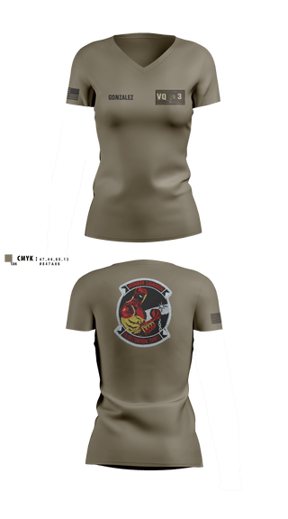 Women's Short Sleeve Vneck Shirt, VQ-3 DET TRVS, Navy, Teamtime, Team time, sublimation, custom sports apparel, team uniforms, spirit wear, spiritwear, sports uniforms, custom shirts, team store, custom team store, fundraiser sports, apparel fundraiser