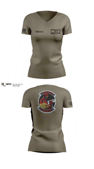 VQ-3 DET TRVS 52792969 Women's Short Sleeve V-neck Shirt - 2