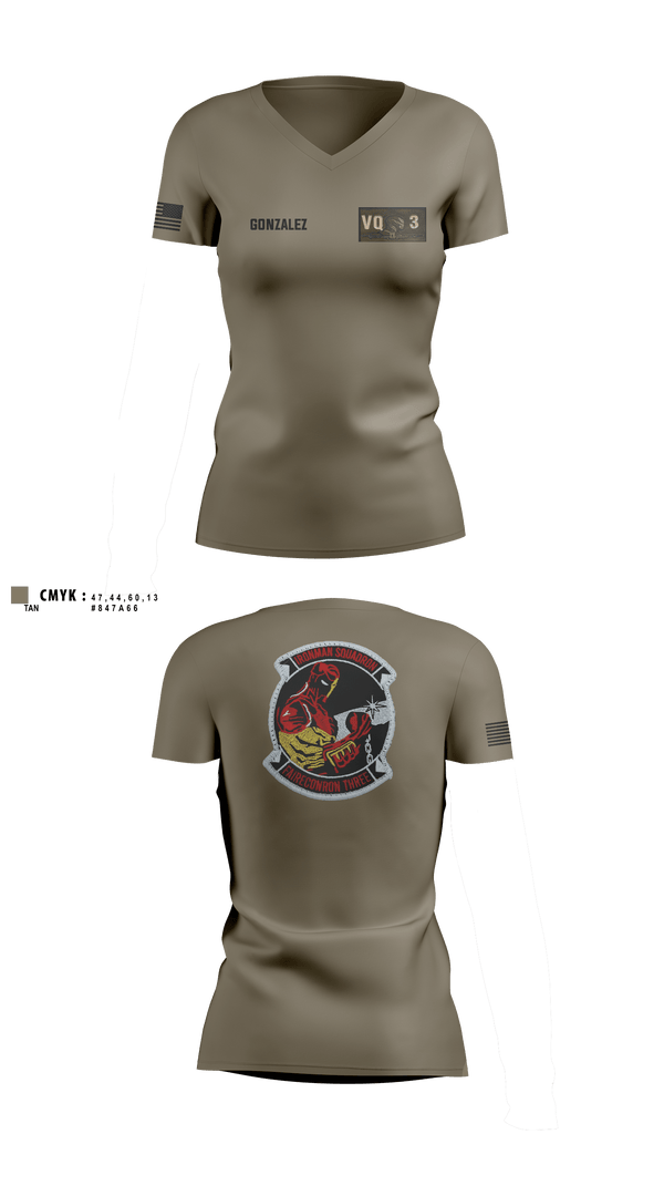 Women's Short Sleeve Vneck Shirt, VQ-3 DET TRVS, Navy, Teamtime, Team time, sublimation, custom sports apparel, team uniforms, spirit wear, spiritwear, sports uniforms, custom shirts, team store, custom team store, fundraiser sports, apparel fundraiser