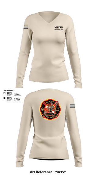 Women's Long Sleeve Vneck Shirt, MTFPD Water Rescue Teams, Fire Department, Teamtime, Team time, sublimation, custom sports apparel, team uniforms, spirit wear, spiritwear, sports uniforms, custom shirts, team store, custom team store, fundraiser sports, apparel fundraiser