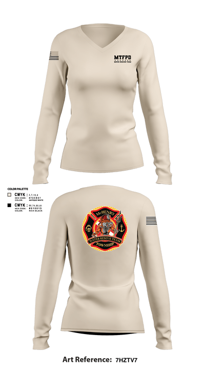 MTFPD Water Rescue Teams 62483869 Women's Long Sleeve V-neck Shirt - 1