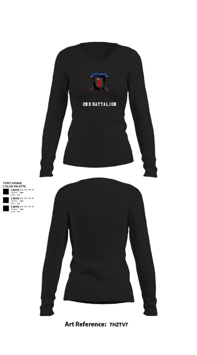 2nd Battalion 43692183 Women's Long Sleeve V-neck Shirt - 22