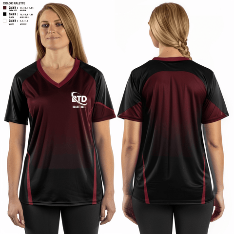 Women's Short Sleeve Vneck Shirt, BTD, Men's Basketball, Teamtime, Team time, sublimation, custom sports apparel, team uniforms, spirit wear, spiritwear, sports uniforms, custom shirts, team store, custom team store, fundraiser sports, apparel fundraiser