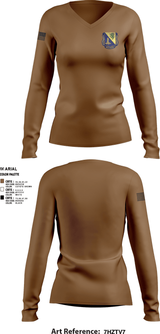 Women's Long Sleeve Vneck Shirt, 329th Chemical Co, , Teamtime, Team time, sublimation, custom sports apparel, team uniforms, spirit wear, spiritwear, sports uniforms, custom shirts, team store, custom team store, fundraiser sports, apparel fundraiser
