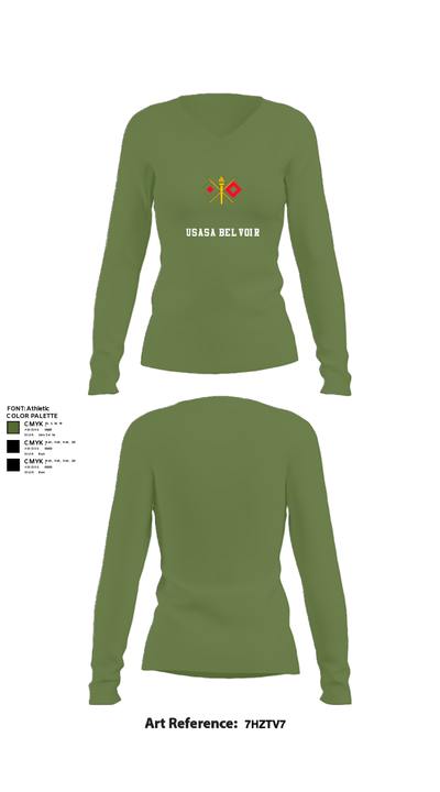 USASA BELVOIR 16372072 Women's Long Sleeve V-neck Shirt - 42