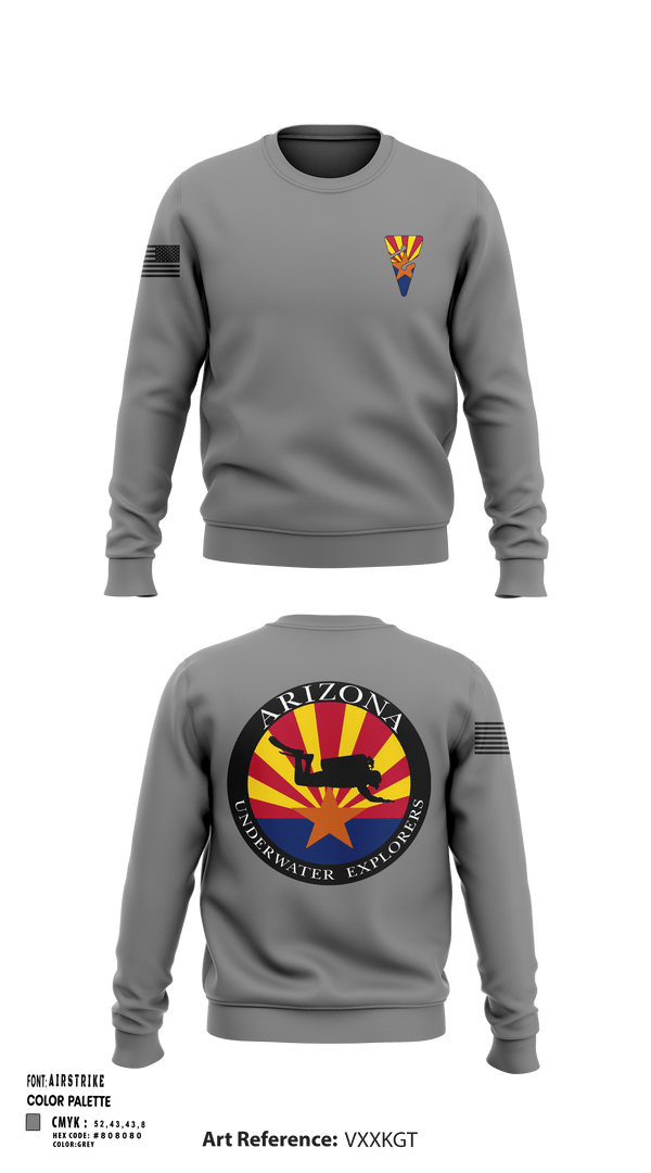 Crew Neck Sweatshirt, Arizona Underwater Explorers, Police, Teamtime, Team time, sublimation, custom sports apparel, team uniforms, spirit wear, spiritwear, sports uniforms, custom shirts, team store, custom team store, fundraiser sports, apparel fundraiser