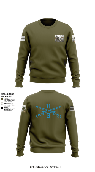 Crew Neck Sweatshirt, 218th Maneuver brigade11 bravo infantry, National Guard, Teamtime, Team time, sublimation, custom sports apparel, team uniforms, spirit wear, spiritwear, sports uniforms, custom shirts, team store, custom team store, fundraiser sports, apparel fundraiser