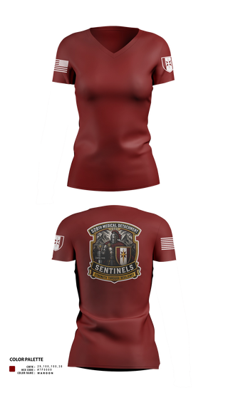 Womens Short Sleeve Vneck Shirt, 528th MED DET COSC, Army, Teamtime, Team time, sublimation, custom sports apparel, team uniforms, spirit wear, spiritwear, sports uniforms, custom shirts, team store, custom team store, fundraiser sports, apparel fundraiser