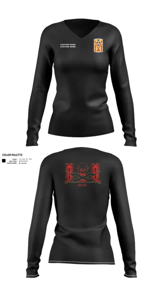 Womens Long Sleeve Vneck Shirt, 11th MDB, Army, Teamtime, Team time, sublimation, custom sports apparel, team uniforms, spirit wear, spiritwear, sports uniforms, custom shirts, team store, custom team store, fundraiser sports, apparel fundraiser