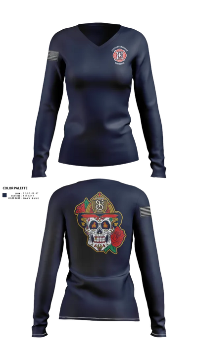 Carpentersville Fire Department 52158463 Women's Long Sleeve V-neck Shirt - 22