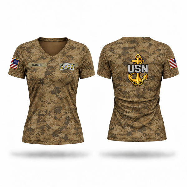 Womens Short Sleeve Vneck Shirt, 2025 S3 Ops, Navy, Teamtime, Team time, sublimation, custom sports apparel, team uniforms, spirit wear, spiritwear, sports uniforms, custom shirts, team store, custom team store, fundraiser sports, apparel fundraiser