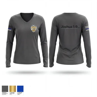 Womens Long Sleeve Vneck Shirt, Wakarusa police, Police, Teamtime, Team time, sublimation, custom sports apparel, team uniforms, spirit wear, spiritwear, sports uniforms, custom shirts, team store, custom team store, fundraiser sports, apparel fundraiser