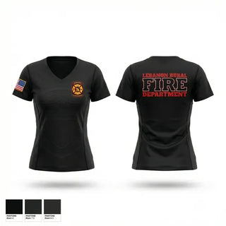 Womens Short Sleeve Vneck Shirt, Lebanon Rural Fire Protection District, Fire Department, Teamtime, Team time, sublimation, custom sports apparel, team uniforms, spirit wear, spiritwear, sports uniforms, custom shirts, team store, custom team store, fundraiser sports, apparel fundraiser