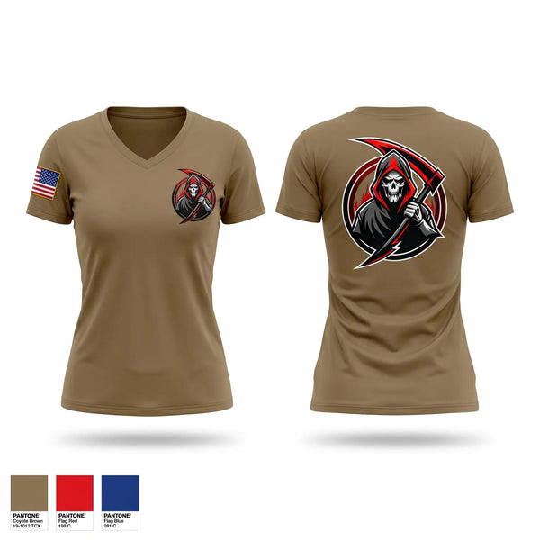 Womens Short Sleeve Vneck Shirt, Reaper Platoon, Army, Teamtime, Team time, sublimation, custom sports apparel, team uniforms, spirit wear, spiritwear, sports uniforms, custom shirts, team store, custom team store, fundraiser sports, apparel fundraiser