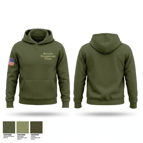 Hoodie, Oceania Engagement Team, Army, Teamtime, Team time, sublimation, custom sports apparel, team uniforms, spirit wear, spiritwear, sports uniforms, custom shirts, team store, custom team store, fundraiser sports, apparel fundraiser