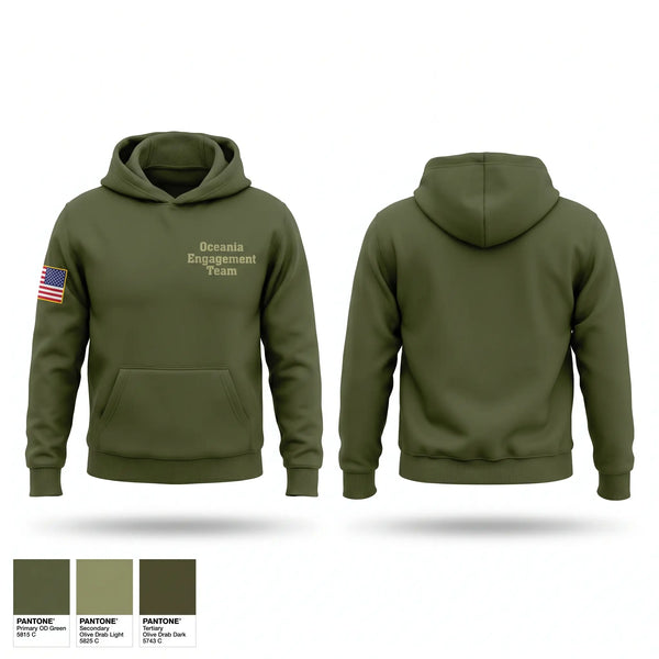 Hoodie, Oceania Engagement Team, Army, Teamtime, Team time, sublimation, custom sports apparel, team uniforms, spirit wear, spiritwear, sports uniforms, custom shirts, team store, custom team store, fundraiser sports, apparel fundraiser