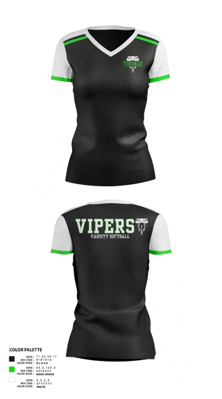 Womens Short Sleeve Vneck Shirt, Vipers, Softball, Teamtime, Team time, sublimation, custom sports apparel, team uniforms, spirit wear, spiritwear, sports uniforms, custom shirts, team store, custom team store, fundraiser sports, apparel fundraiser