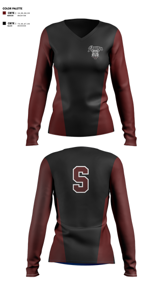 Womens Long Sleeve Vneck Shirt, Sobrato HS Bulldogs, , Teamtime, Team time, sublimation, custom sports apparel, team uniforms, spirit wear, spiritwear, sports uniforms, custom shirts, team store, custom team store, fundraiser sports, apparel fundraiser