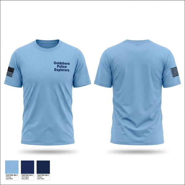 Old School Cotton Feel Shirt, Goldsboro Police Explorers, Police, Teamtime, Team time, sublimation, custom sports apparel, team uniforms, spirit wear, spiritwear, sports uniforms, custom shirts, team store, custom team store, fundraiser sports, apparel fundraiser