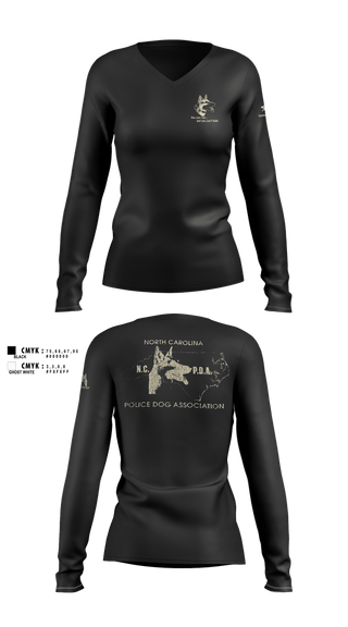 Womens Long Sleeve Vneck Shirt, North Carolina Police Dog Association, Police, Teamtime, Team time, sublimation, custom sports apparel, team uniforms, spirit wear, spiritwear, sports uniforms, custom shirts, team store, custom team store, fundraiser sports, apparel fundraiser