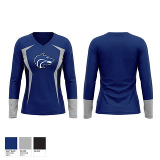 Womens Long Sleeve Vneck Shirt, Deltona Wolves, Men's Basketball, Teamtime, Team time, sublimation, custom sports apparel, team uniforms, spirit wear, spiritwear, sports uniforms, custom shirts, team store, custom team store, fundraiser sports, apparel fundraiser
