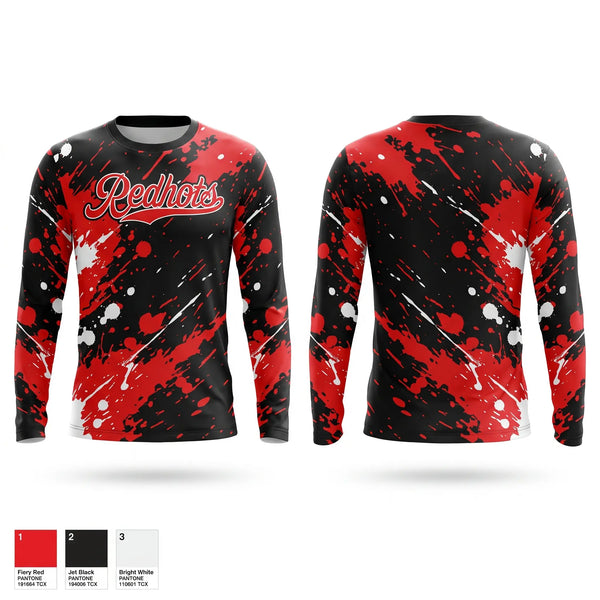 Long Sleeve Performance Shirt, Redhots, Baseball, Teamtime, Team time, sublimation, custom sports apparel, team uniforms, spirit wear, spiritwear, sports uniforms, custom shirts, team store, custom team store, fundraiser sports, apparel fundraiser