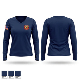 Womens Long Sleeve Vneck Shirt, Stephenville Fire Department, Fire Department, Teamtime, Team time, sublimation, custom sports apparel, team uniforms, spirit wear, spiritwear, sports uniforms, custom shirts, team store, custom team store, fundraiser sports, apparel fundraiser
