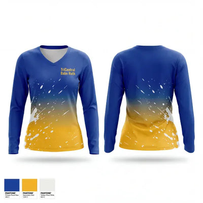 Tri-Central Babe Ruth 11677374 Women's Long Sleeve V-neck Shirt - 1