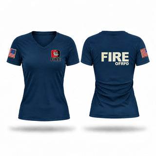 Womens Short Sleeve Vneck Shirt, Odessa Fire Rescue Protection District, Fire Department, Teamtime, Team time, sublimation, custom sports apparel, team uniforms, spirit wear, spiritwear, sports uniforms, custom shirts, team store, custom team store, fundraiser sports, apparel fundraiser