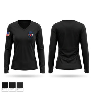 Womens Long Sleeve Vneck Shirt, Hopkinton Police Department, Police, Teamtime, Team time, sublimation, custom sports apparel, team uniforms, spirit wear, spiritwear, sports uniforms, custom shirts, team store, custom team store, fundraiser sports, apparel fundraiser