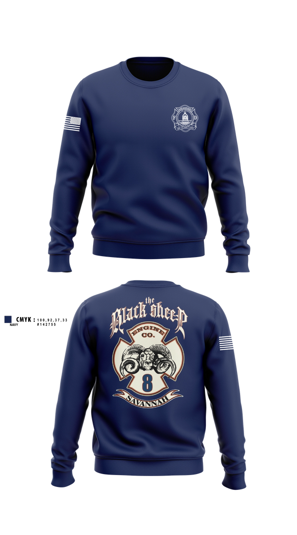 Crew Neck Sweatshirt, Engine 8, Fire Department, Teamtime, Team time, sublimation, custom sports apparel, team uniforms, spirit wear, spiritwear, sports uniforms, custom shirts, team store, custom team store, fundraiser sports, apparel fundraiser