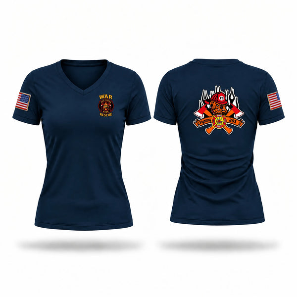 Womens Short Sleeve Vneck Shirt, War volunteer fire department, Fire Department, Teamtime, Team time, sublimation, custom sports apparel, team uniforms, spirit wear, spiritwear, sports uniforms, custom shirts, team store, custom team store, fundraiser sports, apparel fundraiser
