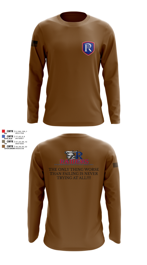 Long Sleeve Performance Shirt, RICS Raiders, Army, Teamtime, Team time, sublimation, custom sports apparel, team uniforms, spirit wear, spiritwear, sports uniforms, custom shirts, team store, custom team store, fundraiser sports, apparel fundraiser