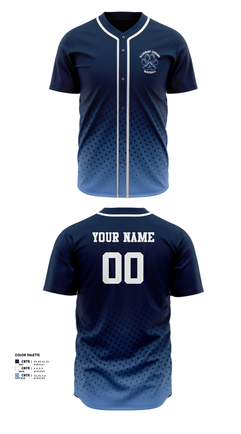 Full Button Baseball Jersey, Alleghany Cougars, Baseball, Teamtime, Team time, sublimation, custom sports apparel, team uniforms, spirit wear, spiritwear, sports uniforms, custom shirts, team store, custom team store, fundraiser sports, apparel fundraiser
