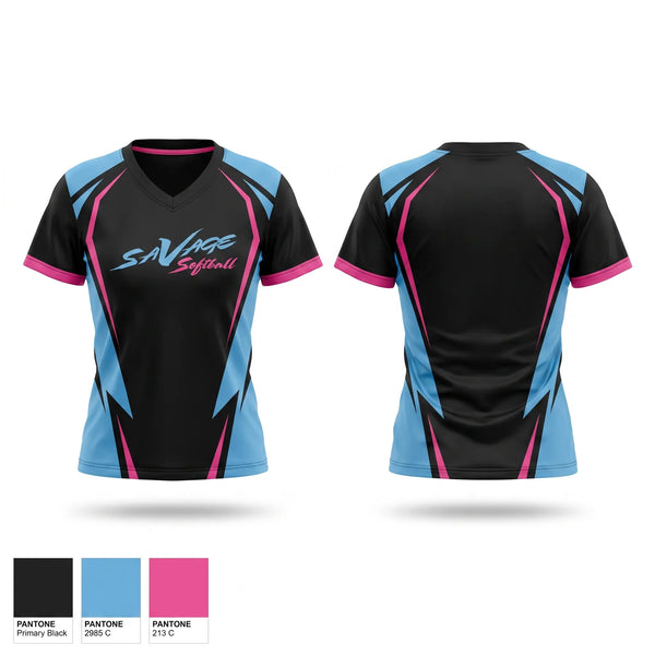Womens Short Sleeve Vneck Shirt, WV Savage, Softball, Teamtime, Team time, sublimation, custom sports apparel, team uniforms, spirit wear, spiritwear, sports uniforms, custom shirts, team store, custom team store, fundraiser sports, apparel fundraiser