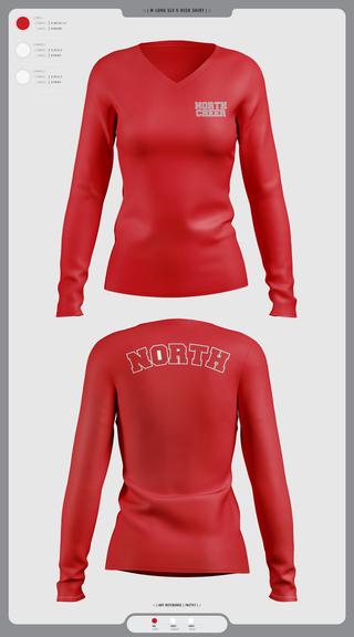 Womens Long Sleeve Vneck Shirt, North Attleborough High School Cheer, Cheer, Teamtime, Team time, sublimation, custom sports apparel, team uniforms, spirit wear, spiritwear, sports uniforms, custom shirts, team store, custom team store, fundraiser sports, apparel fundraiser