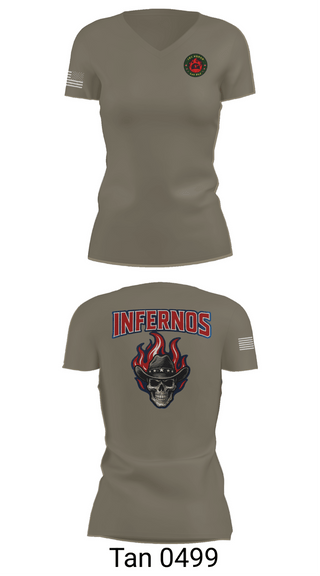 Womens Short Sleeve Vneck Shirt, 1st Squad Infernos, Army, Teamtime, Team time, sublimation, custom sports apparel, team uniforms, spirit wear, spiritwear, sports uniforms, custom shirts, team store, custom team store, fundraiser sports, apparel fundraiser