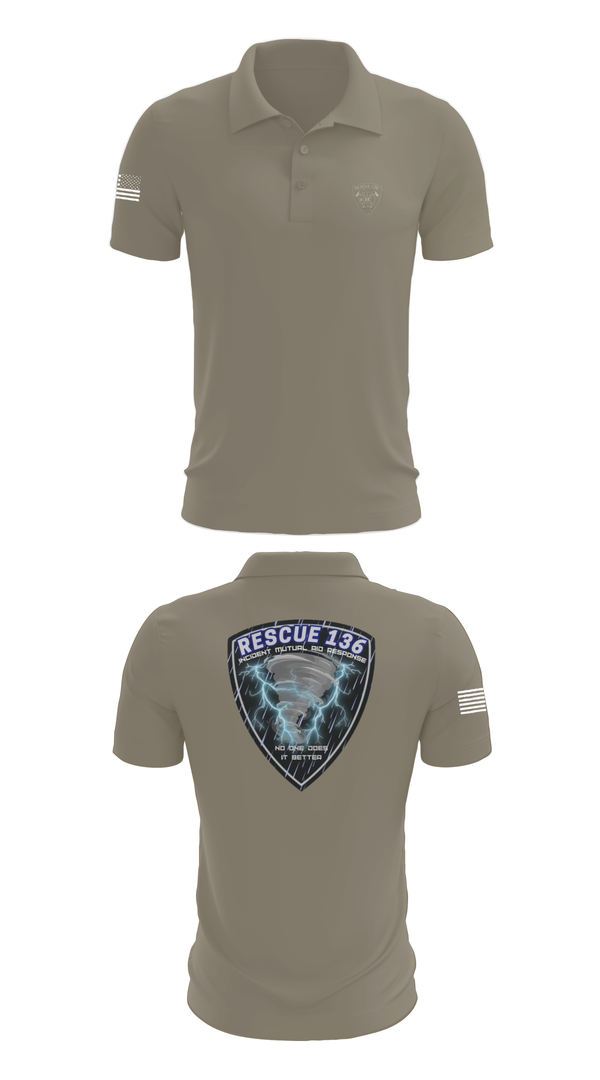 Short Sleeve Performance Polo, Rescue 136, Fire Department, Teamtime, Team time, sublimation, custom sports apparel, team uniforms, spirit wear, spiritwear, sports uniforms, custom shirts, team store, custom team store, fundraiser sports, apparel fundraiser
