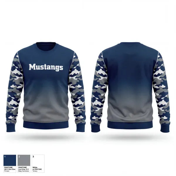 Crew Neck Sweatshirt, Mustangs, Baseball, Teamtime, Team time, sublimation, custom sports apparel, team uniforms, spirit wear, spiritwear, sports uniforms, custom shirts, team store, custom team store, fundraiser sports, apparel fundraiser